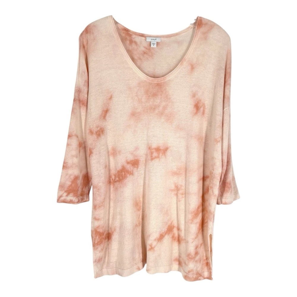 J Jill Linen Blend Blouse Womens Size Medium Peach Knit Lightweight Pure Jill
